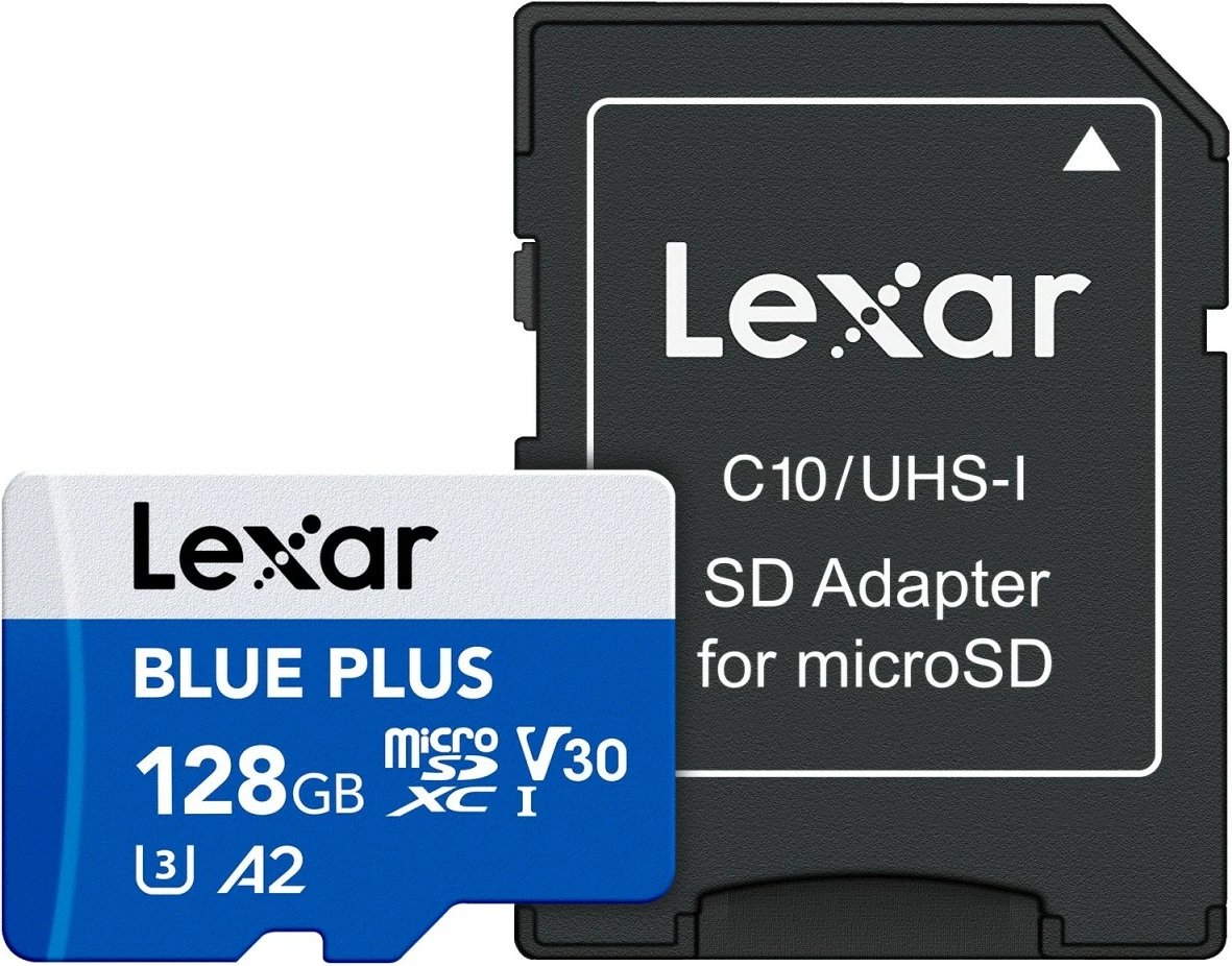 Kartë memorie microSD, Lexar, LMSBLPL128G-BNANG, 128GB SDXC UHS-I 170MB/s C10 A2 U3 V30, me adapter SD, blu