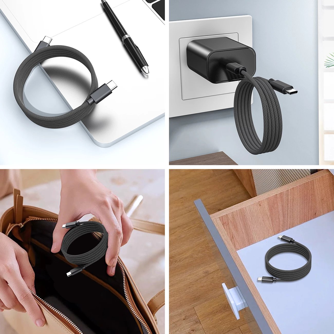 Kabllo magnetike USB-C Choetech XCC-1052, 1.2m, 100W, e zezë