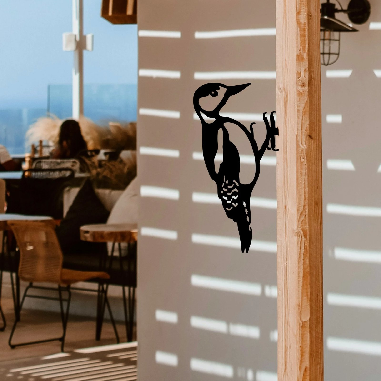 Dekor për kopsht, zog në degë, ngjyrë e zezë, Aberto Design, 18x30cm