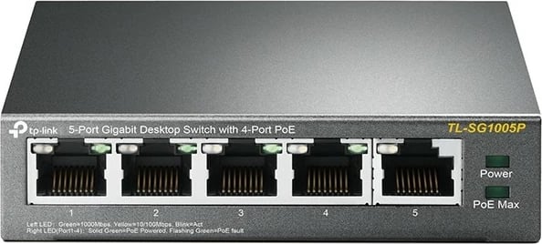 Switch TP-LINK TL-SG1005P, 5 porta Gigabit, 4 PoE, desktop