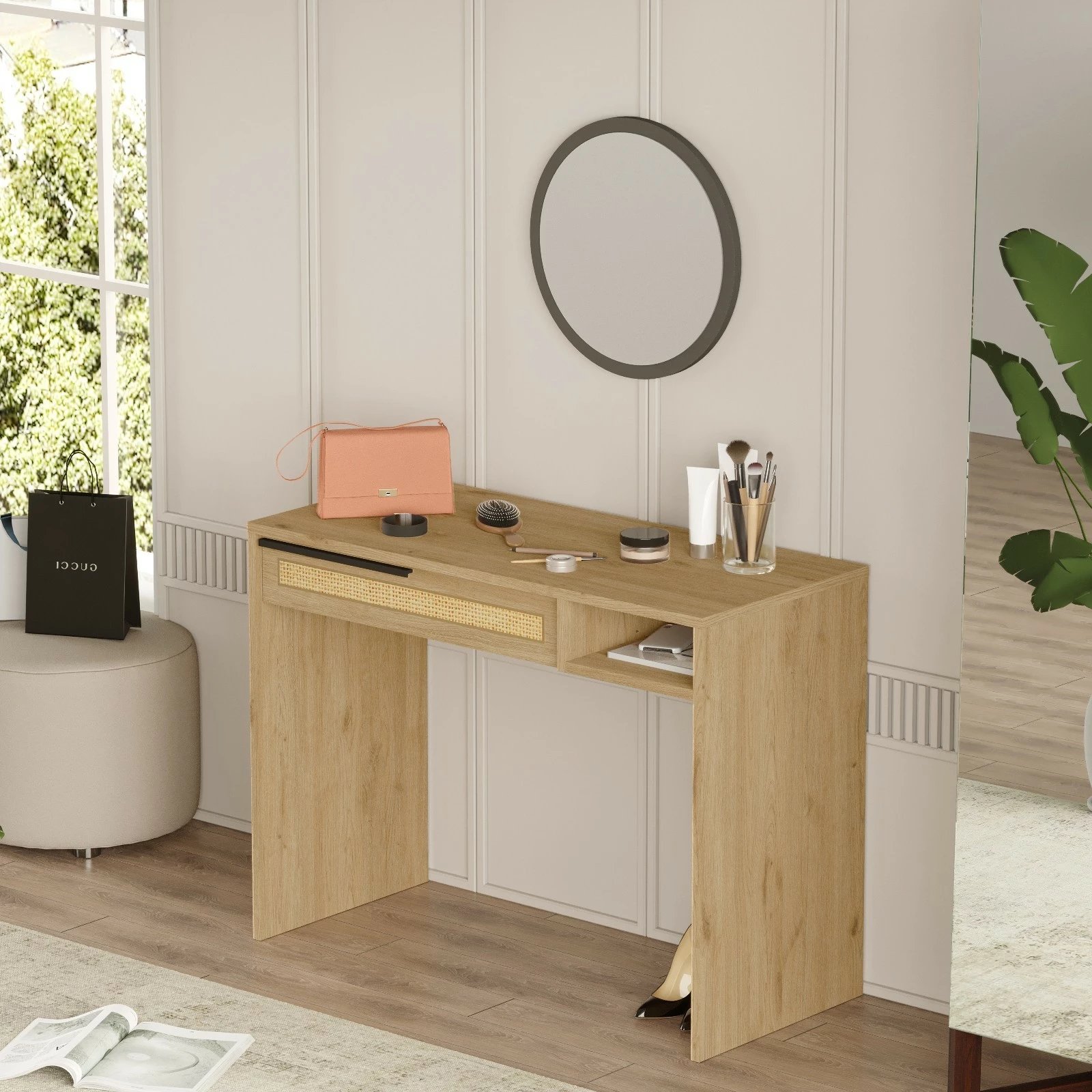 Tavolinë grimi Skye Decor, ngjyrë arre dhe lis, On18-Su