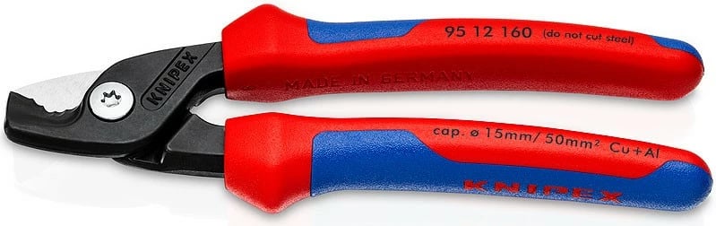 Prerëse kabllosh Knipex StepCut 160mm, zezë/blu/e kuqe