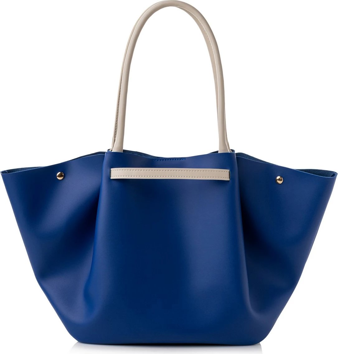 Çantë tote Lucky Bees, ngjyrë sax blue dhe krem, 1249