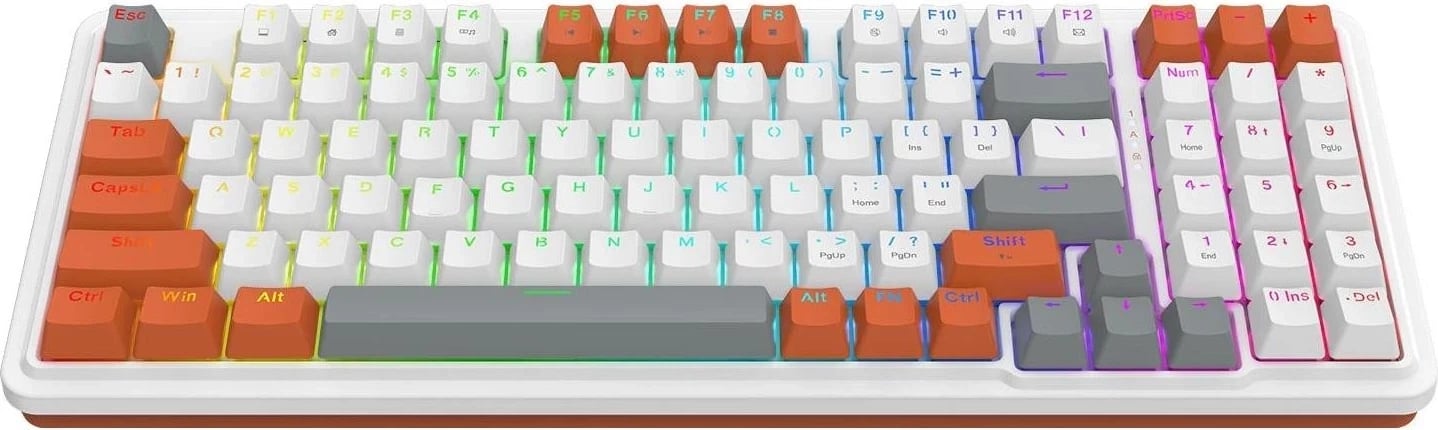 Tastierë mekanike Redragon K664WOG-RGB Gloria, RGB, e bardhë/ e portokalltë