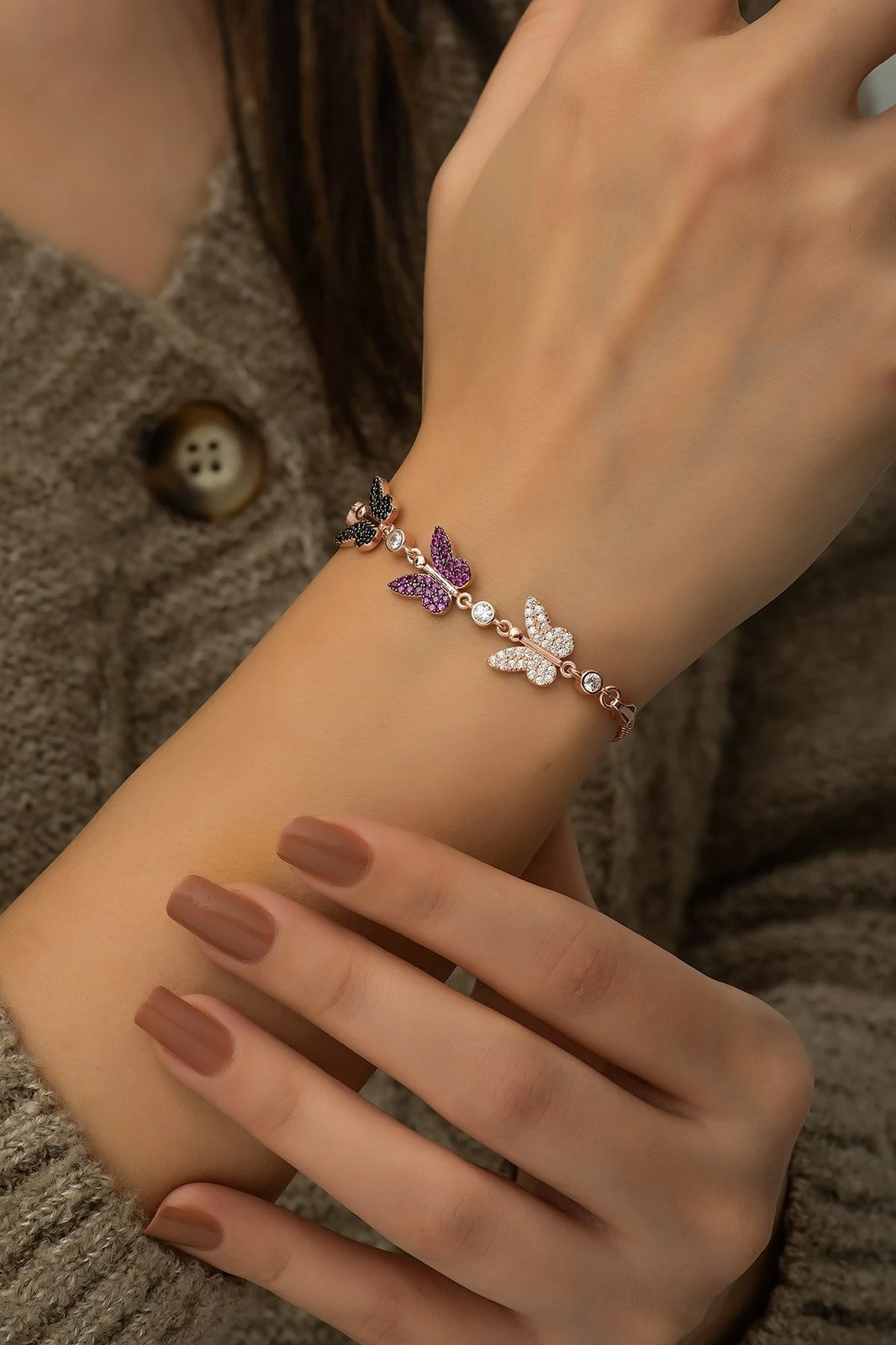 Byzylyk argjendi Jumeon, NRZ113577, ngjyrë rozë e artë, fuchsia, e zezë