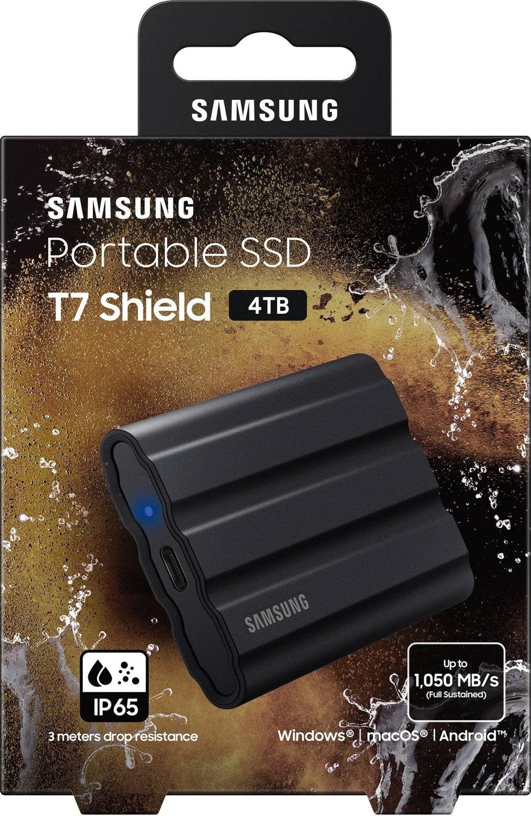 SSD portabël Samsung MU-PE4T0S, 4 TB, USB Type-C, 3.2 Gen 2, 1050 MB/s, Mbrojtje me fjalëkalim, E zezë