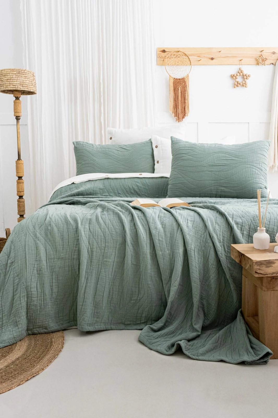 Set mbulesë krevati dopio, Janna, ngjyrë e gjelbër