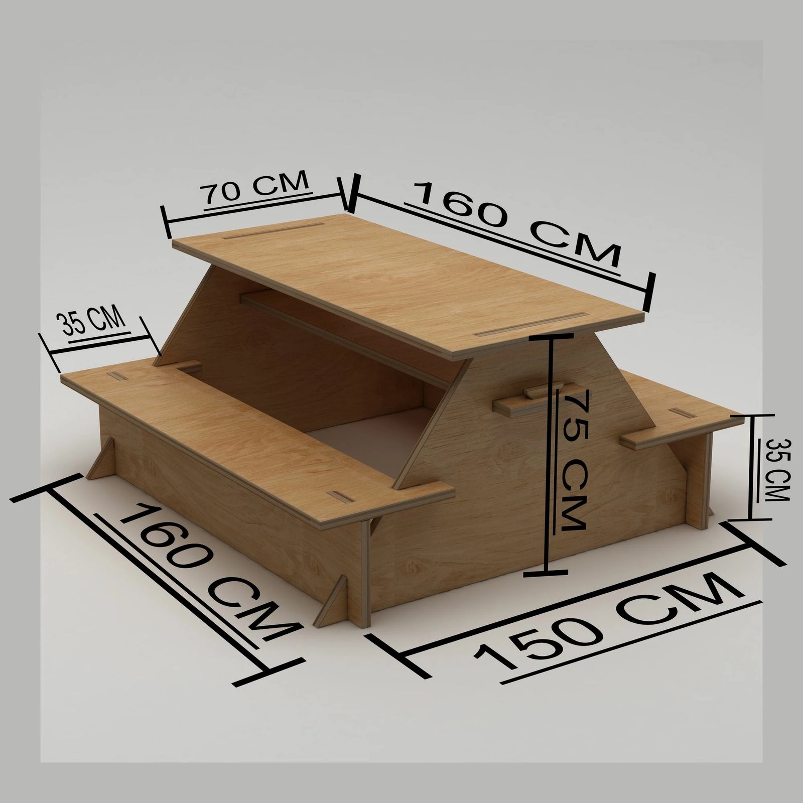 Tavolinë kopshti Skye Decor, dru natyral, Tela