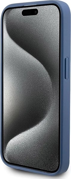 Mbështjellës Guess 4G Collection Leather Metal Logo MagSafe për iPhone 14 Pro, Kaltër