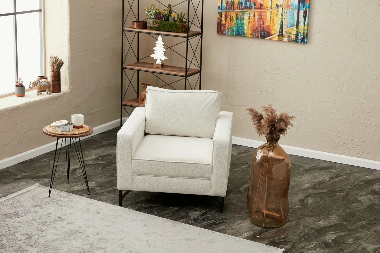 Karrige një vendëshe Atelier del Sofa, Berlin, krem, e zezë