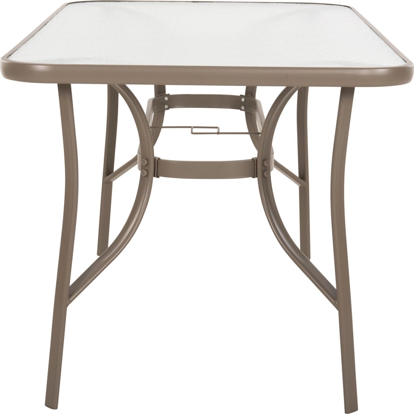 Tavolinë BRUNO FH5106.04 metalike, ngjyrë shampanjë, me sipërfaqe tavoline prej xhami të kalitur, 140x80x71 cm