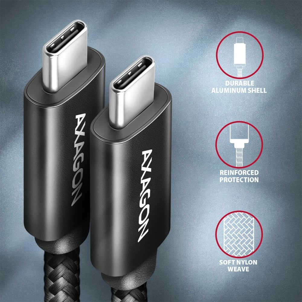 Kabllo USB-C AXAGON BUCM432-CM10AB, USB4 Gen 3x2, 1m, 100W, 8K, e zezë