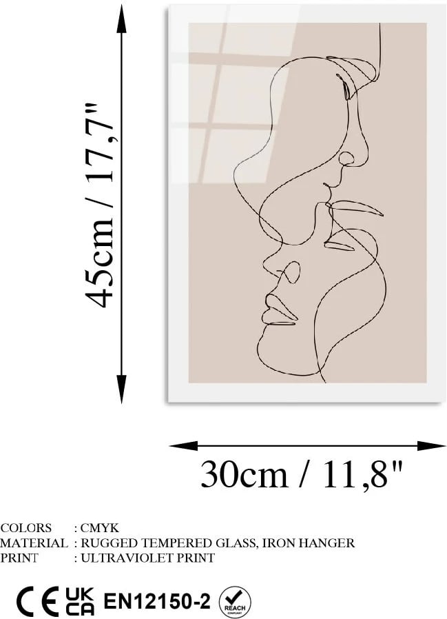 Pikturë dekorative prej xhami të temperuar, Wallity UV-1038, 30x45cm