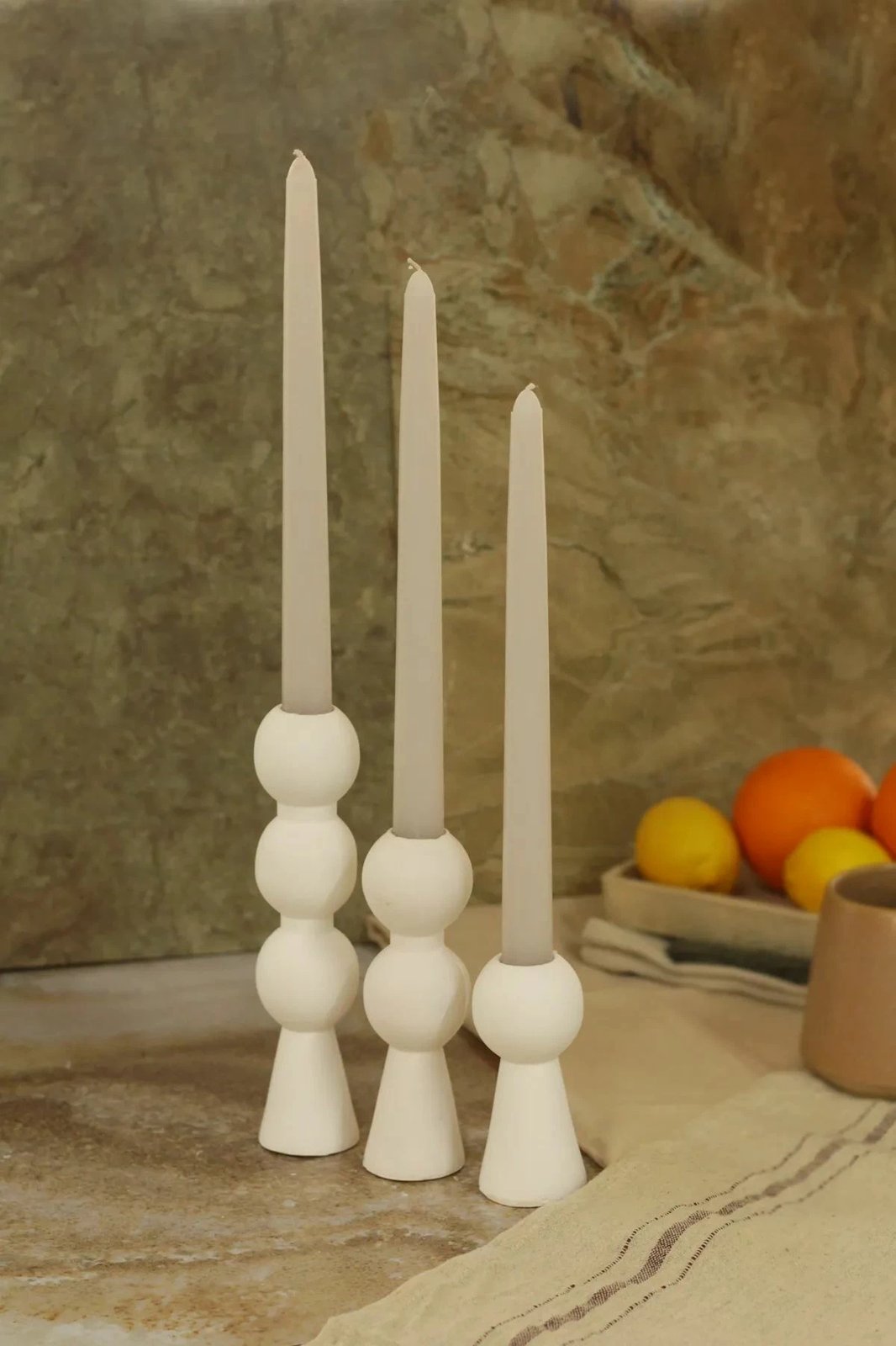 Set qirinjsh me mbajtëse (6 copë), Piyon 3, e bardhë