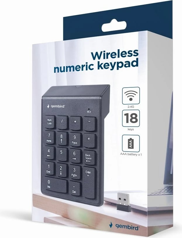 Tastierë numerike wireless Gembird KPD-W-02 për laptop, e zezë