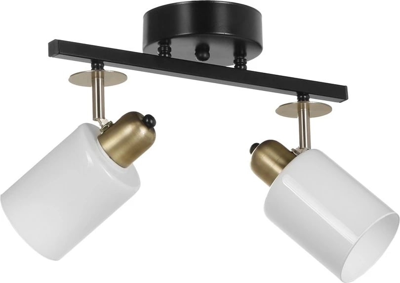 Llambë tavani Opviq, Nomi 2 drita, metal i zi, gotë e bardhë