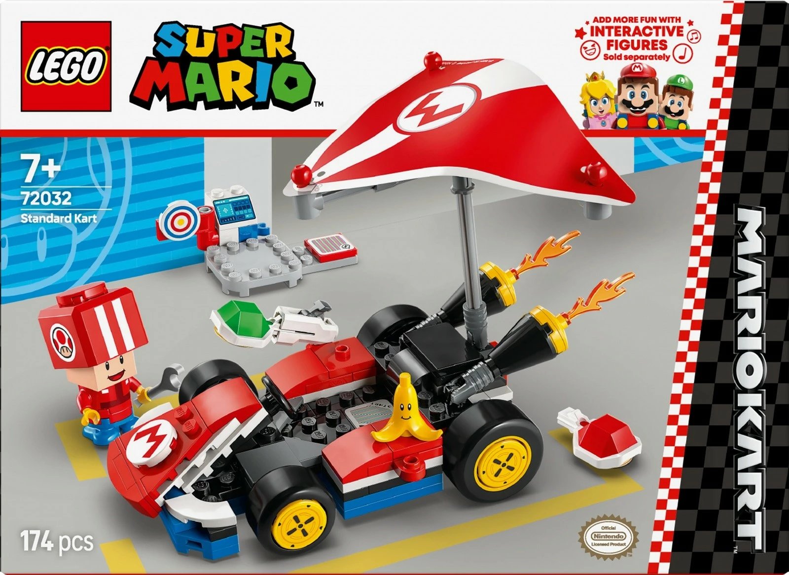 Set ndërtimi LEGO Super Mario 72032 Standard Kart, 174 pjesë, me figurë Toad, kuqe