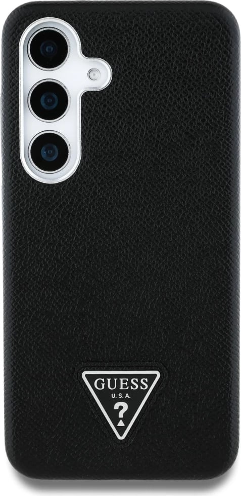 Mbështjellës Guess Grained Triangle Logo MagSafe për Samsung Galaxy S25, i zi Mbështjellës Guess Grained Triangle Logo MagSafe për Samsung Galaxy S25, i zi