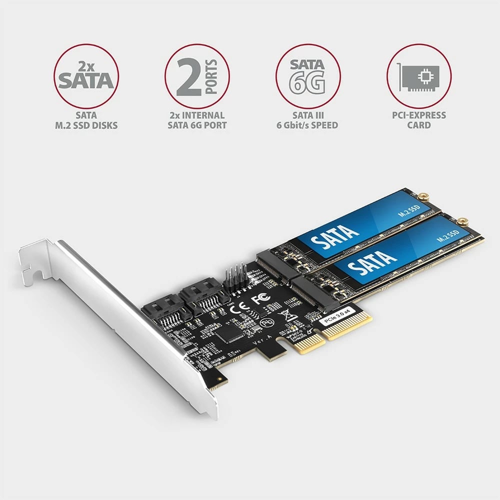 Kartë zgjerimi AXAGON PCES-SA4M2, 2x SATA 6G + 2x M.2 B-key SATA, PCIe, e zezë