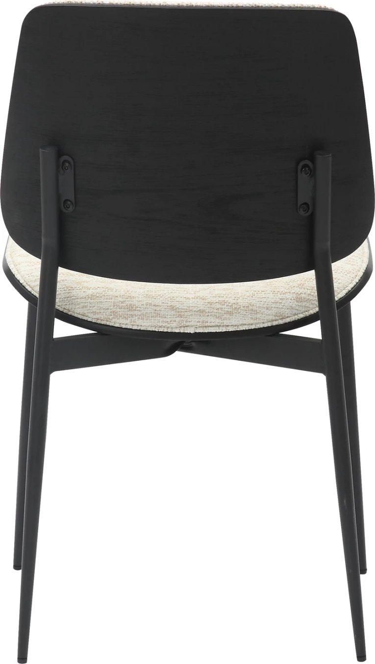 Karrige për ngrënie CONTI FH9983.02, metal i zi & dru i përpunuar, pëlhurë e kremtë, 48.5x56x82.5 cm, set prej 2 copash