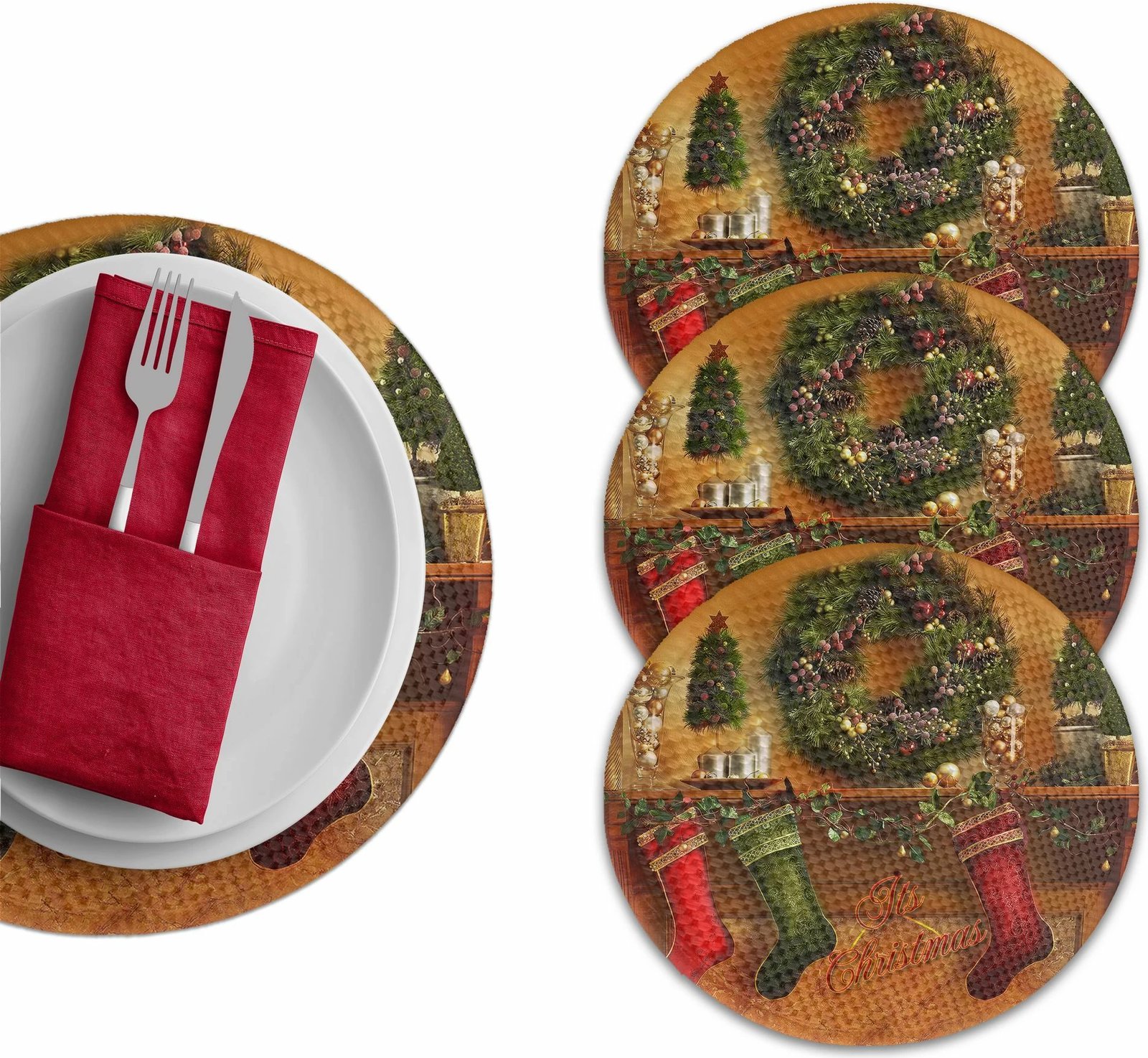 Ndamëse tavoline Hermia Concept, shumëngjyrëshe, 4 copë, 37cm