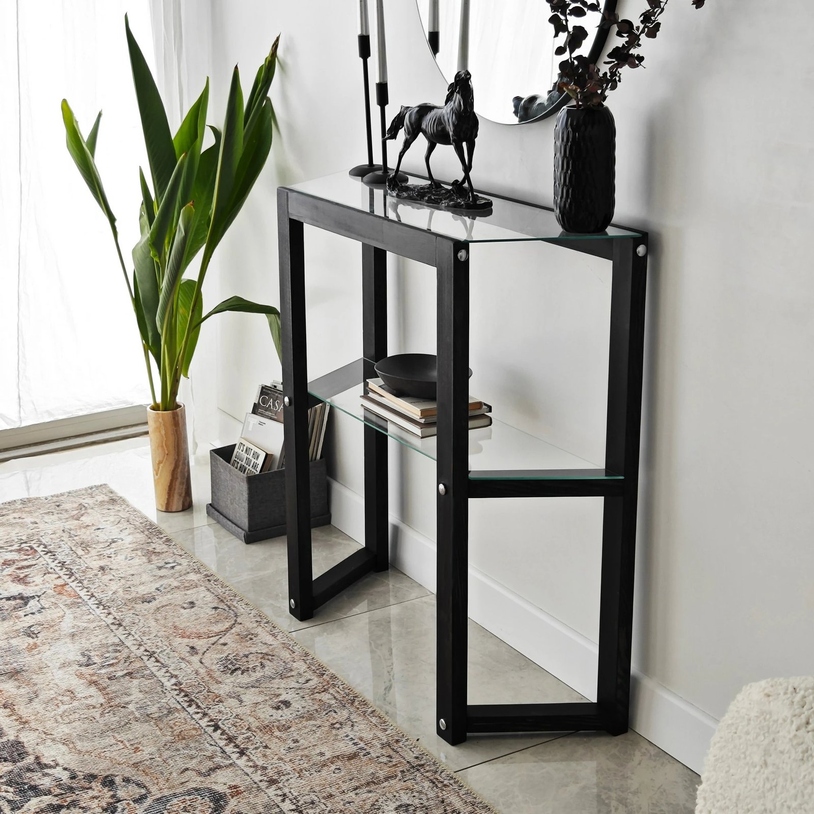 Komodë trapezoidale, ngjyrë antracit, Skye Decor