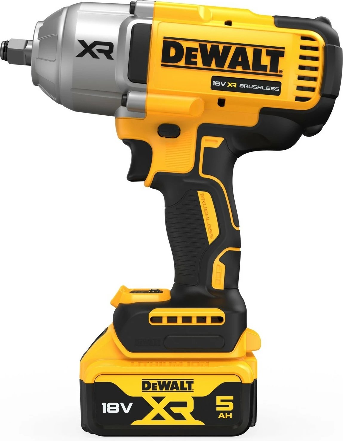 Çelës goditës DeWALT DCF900P2T-QW, brushless, 1/2", 18V, 5Ah, zi/verdhë