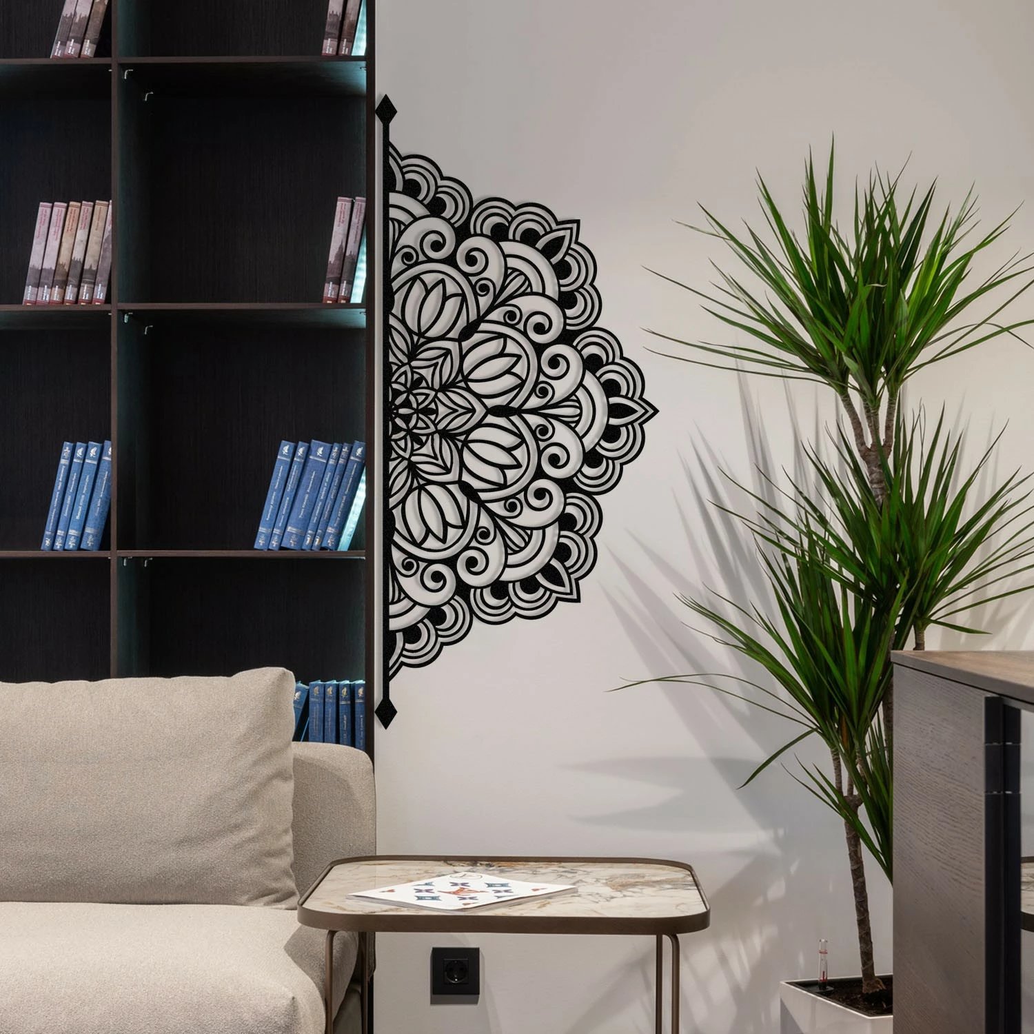 Aksesor dekorativ metalik për mur, Wallity Almero, ngjyrë e zezë, 160x70cm