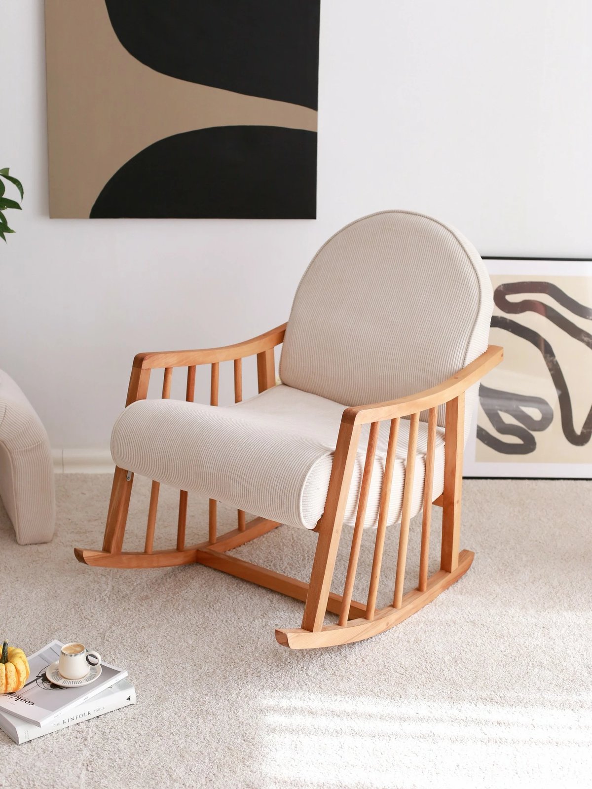 Karrige krahu Klea, kadife korduroj, e bardhë