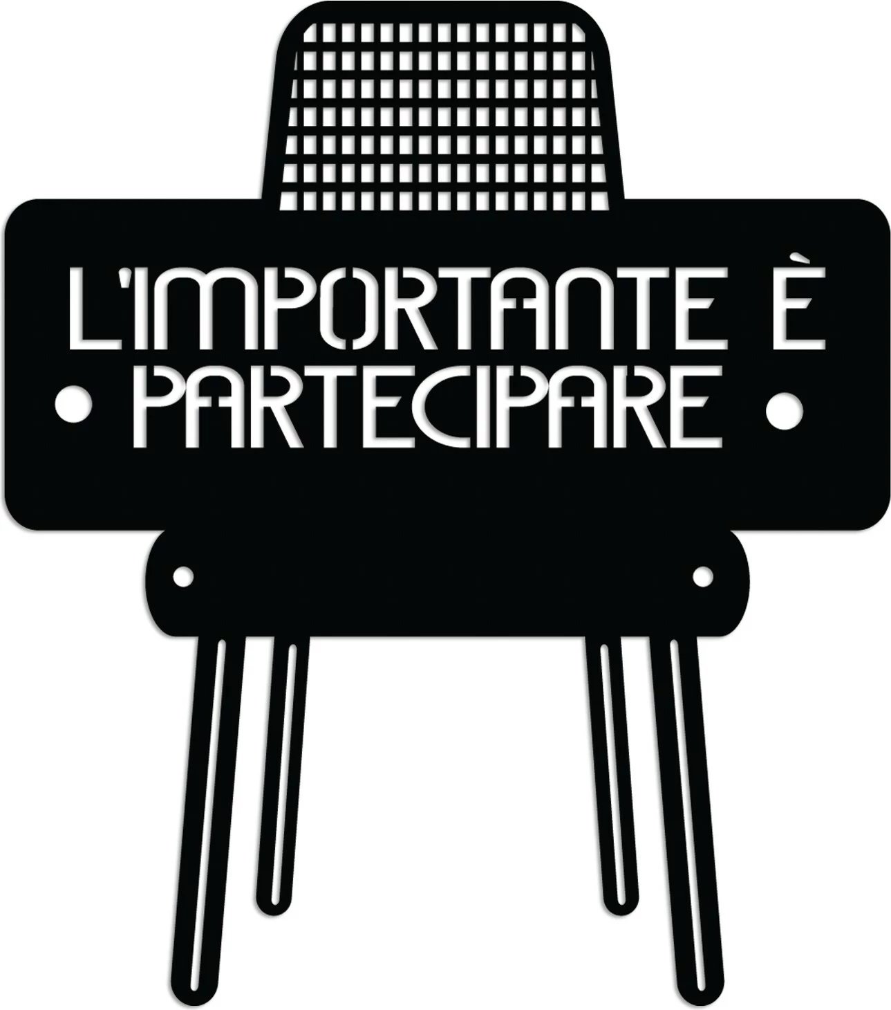 Aksesor dekorativ metalik për mur, Wallity, Limportante Partecipare 3, ngjyrë e zezë, 50x56cm