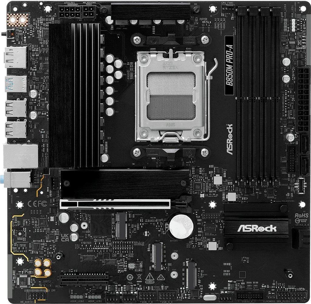 Pllakë amë ASRock B850M Pro A, AM5, micro ATX, PCIe 5.0/4.0, e zezë