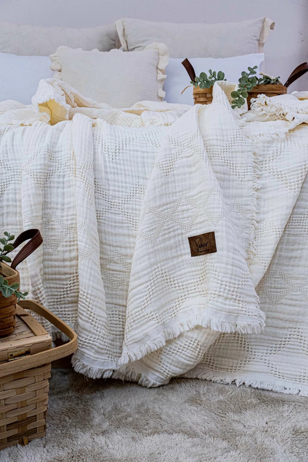 Mbulesë dyshe për shtrat, krem, L'essentiel, Oscar