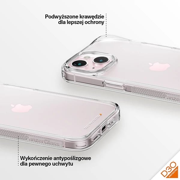 Mbështjellës PanzerGlass HardCase me D3O për iPhone 15/14/13, Transparent