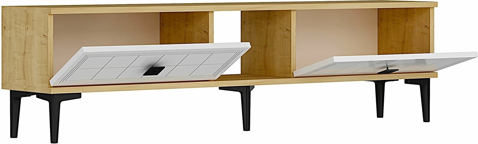 Komodë TV Skye Decor, Yuka 150, ngjyrë lis safir dhe e bardhë