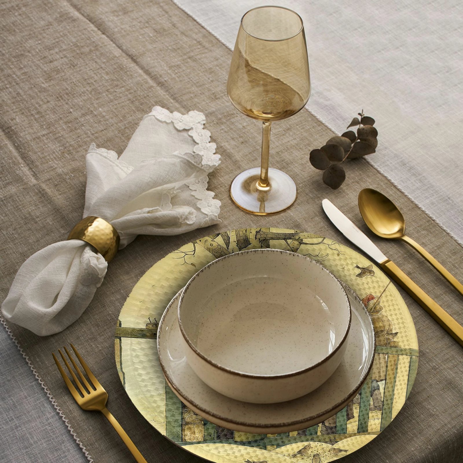 Ndamëse tavoline Hermia Concept, shumëngjyrëshe, 4 copë, 37cm