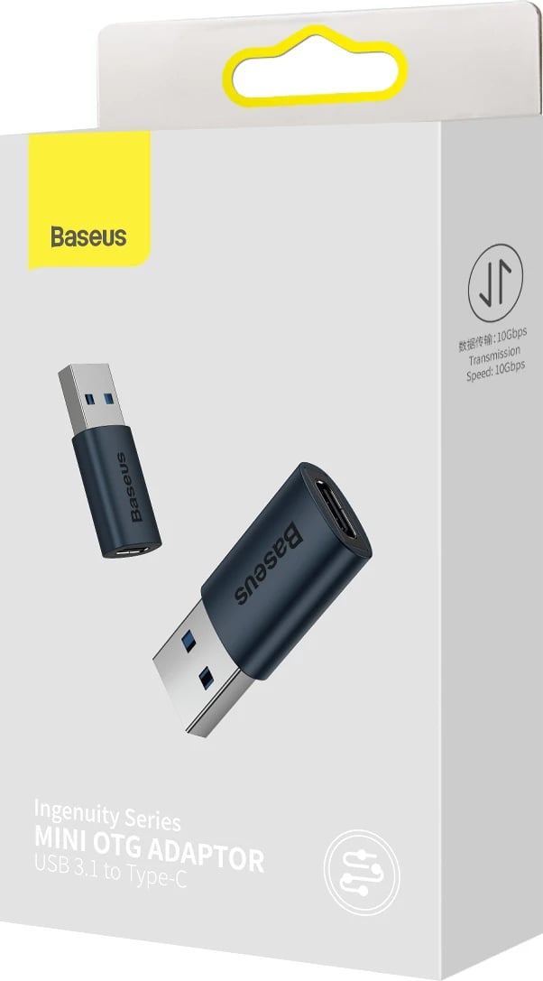 Adapter USB 3.1 OTG Baseus Ingenuity Series, USB-A në USB Type-C, Blu Adapter USB 3.1 OTG Baseus Ingenuity Series, USB-A në USB Type-C, Blu