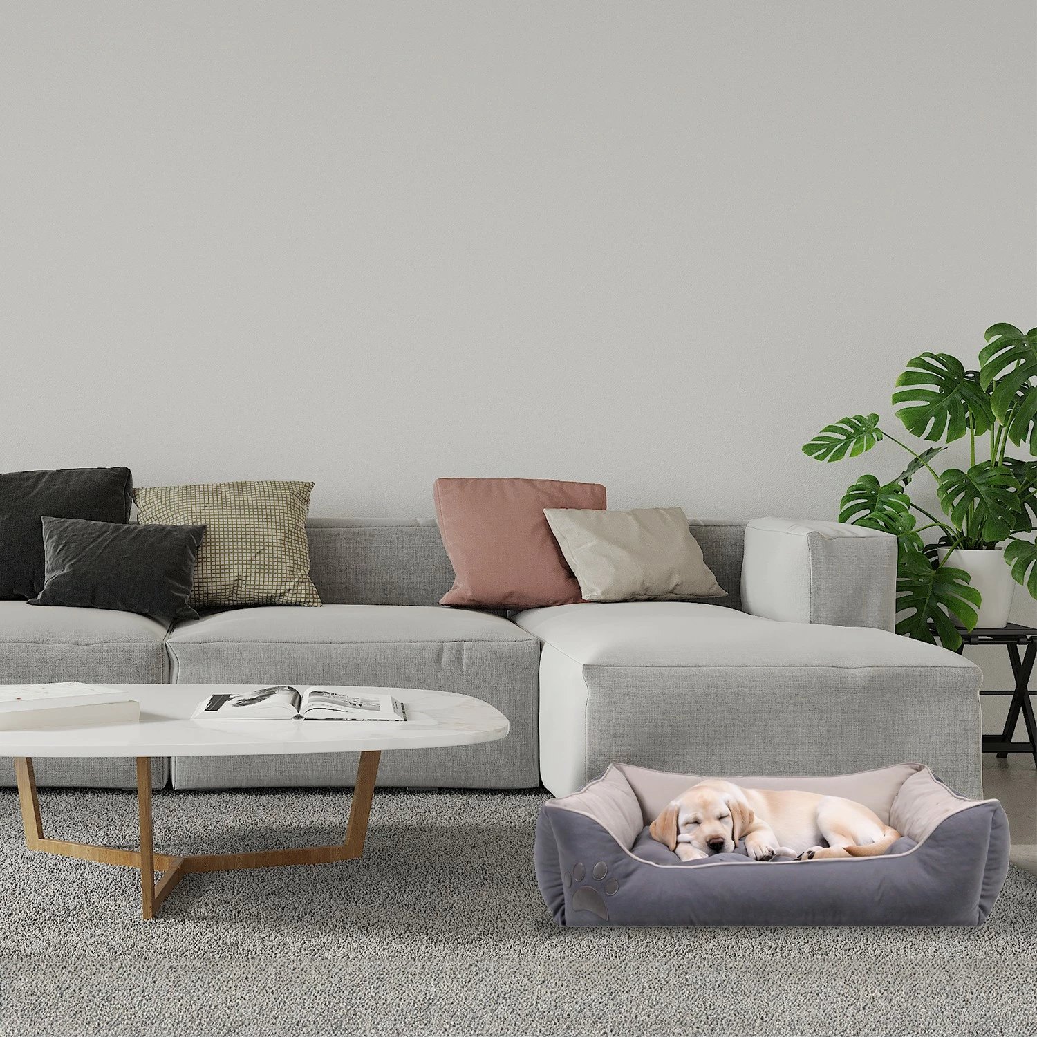 Shtrat për qen e mace Lucy, Paws & Whiskers, madhësia M, gri