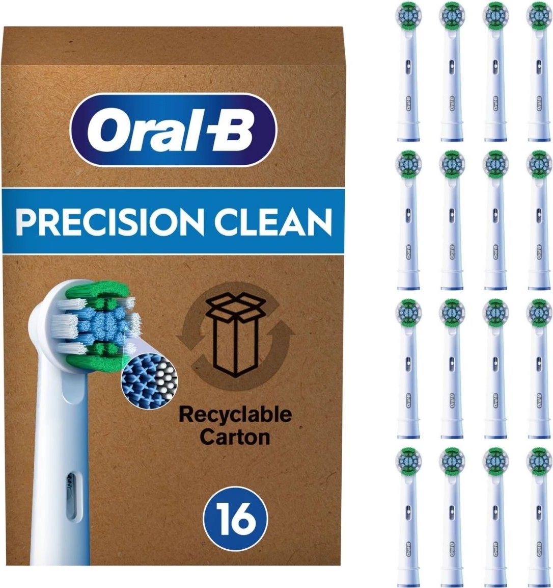 Kokë furçe dhëmbësh sonike, Oral-B, Precision Clean 8006540859773, e bardhë, set 16 copë