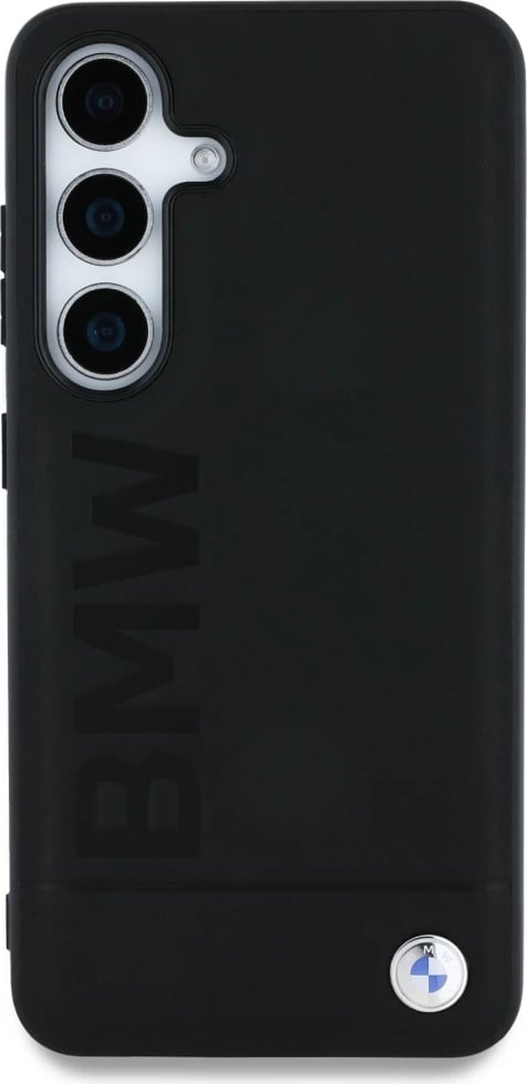 Mbështjellës BMW Leather Big Wordmark për Samsung Galaxy S25, i zi