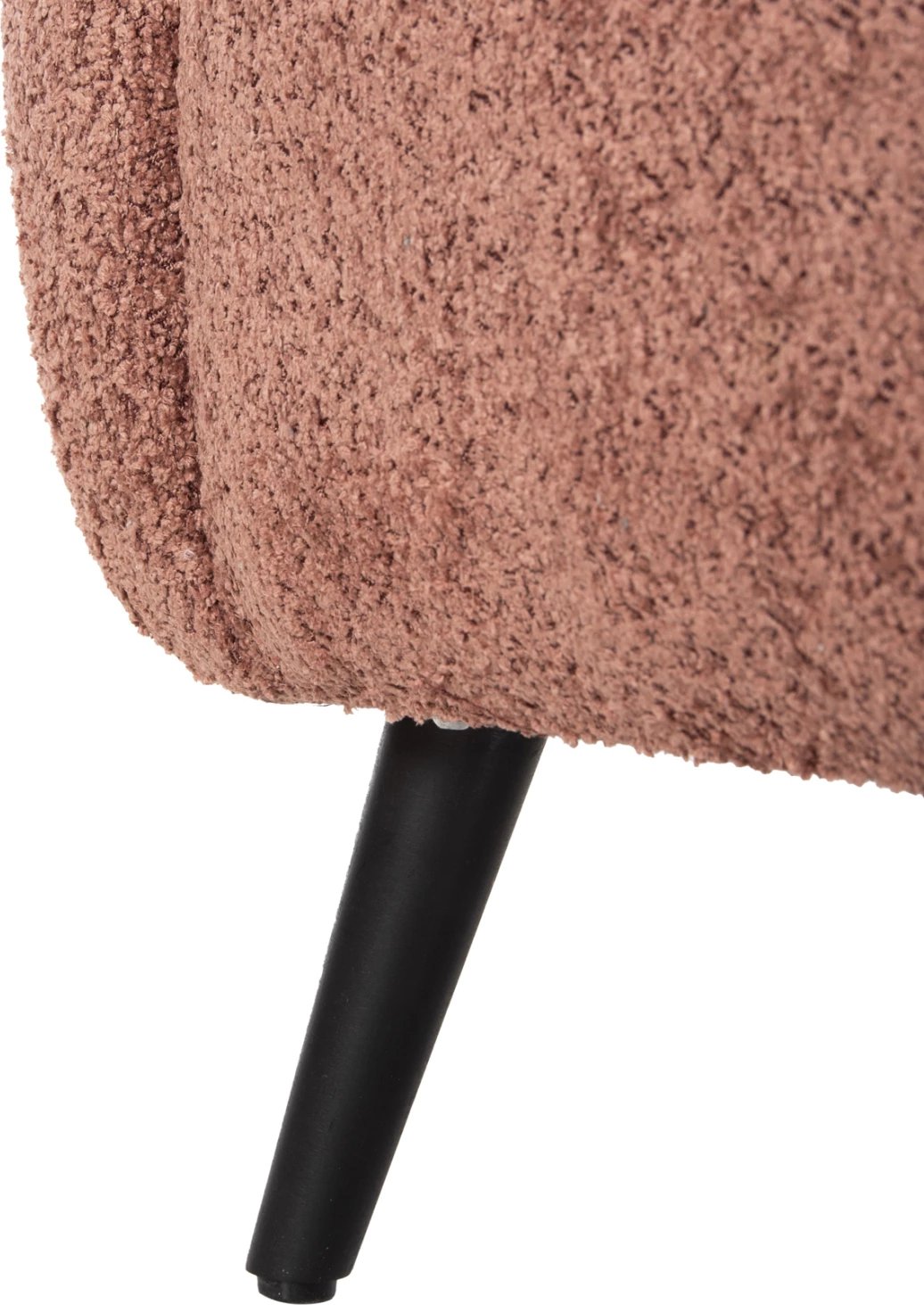 Fotelje KRYLY, pëlhurë boucle rozë, këmbë druri të zeza, 83x87x89H cm