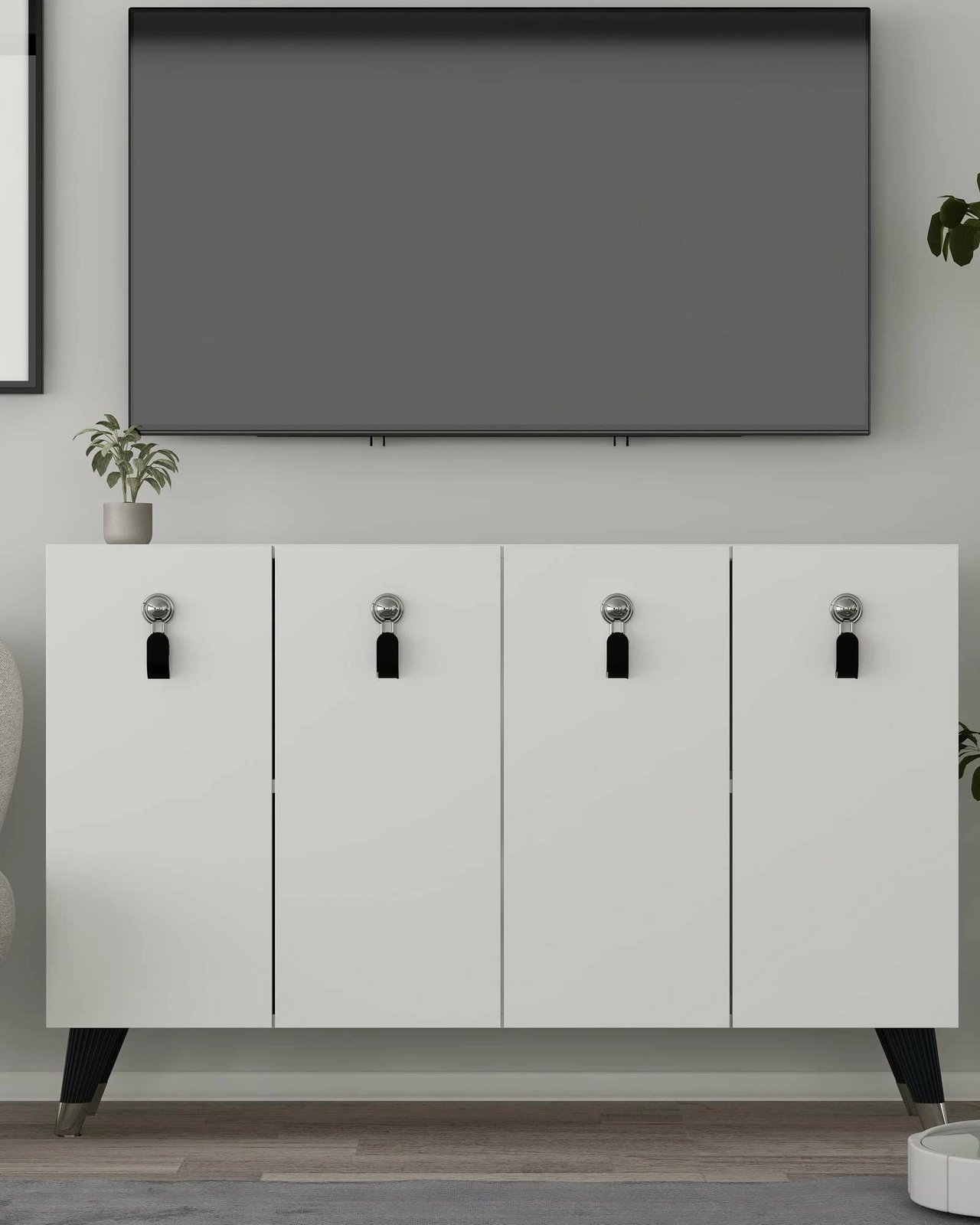 Konsol Skye Decor, 8179KM-32, e bardhë, argjend