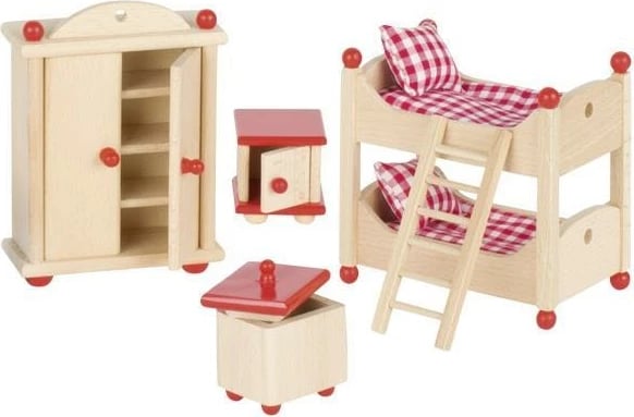 Set dhome gjumi për fëmijë GOKI, 5 pjesë, për shtëpi kukullash, Druri