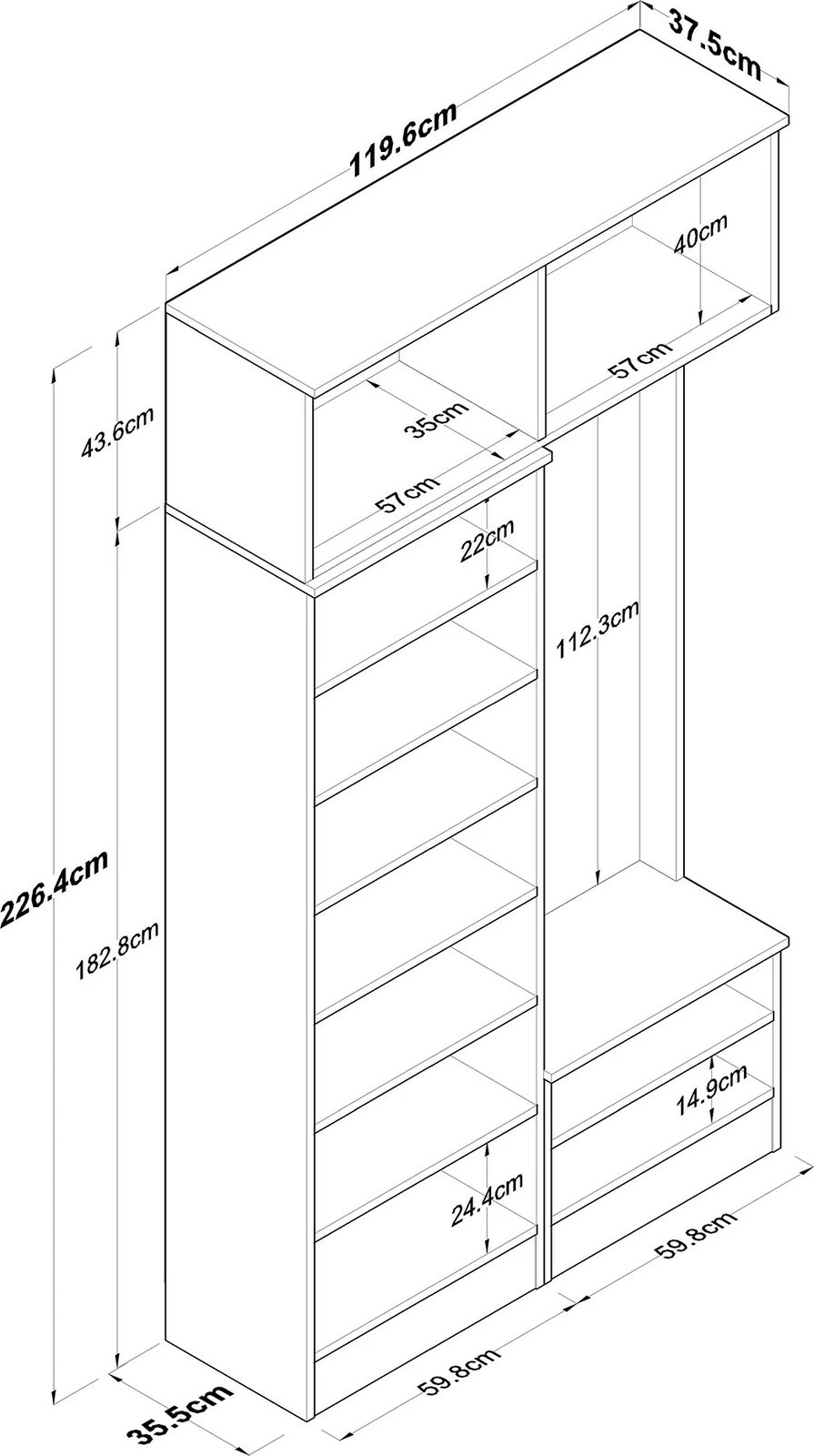 Stendë korridori, ngjyrë e bardhë, Skye Decor, EA144 - 3839