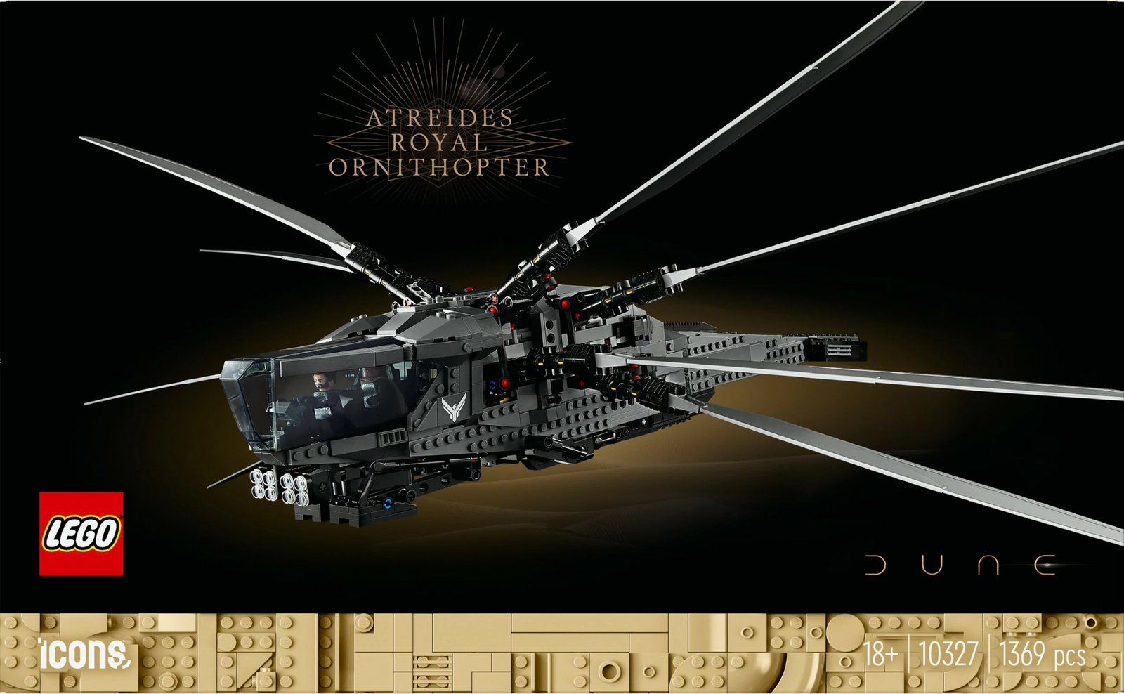 Set ndërtimi LEGO Dune Atreides Royal Ornithopter 1369 pjesë, multingjyrësh