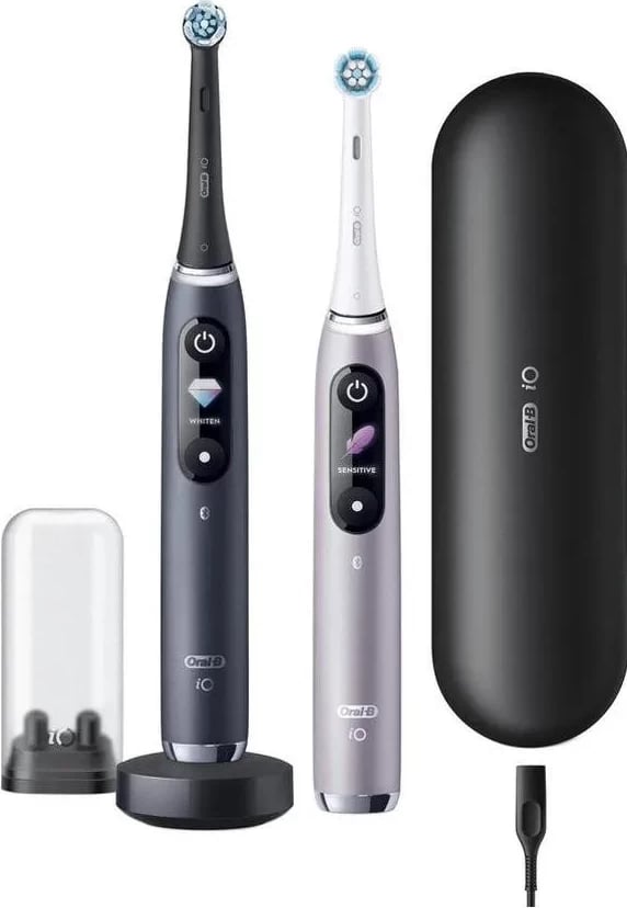 Furçë dhëmbësh elektrike Oral-B iO 9 Duo, Bluetooth, 2 doreza, ngjyrë e zezë/rozë