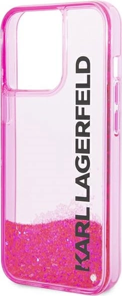 Mbështjellës Karl Lagerfeld KLHCP14LLCKVF për iPhone 14 Pro 6.1", hardcase Liquid Glitter, rozë