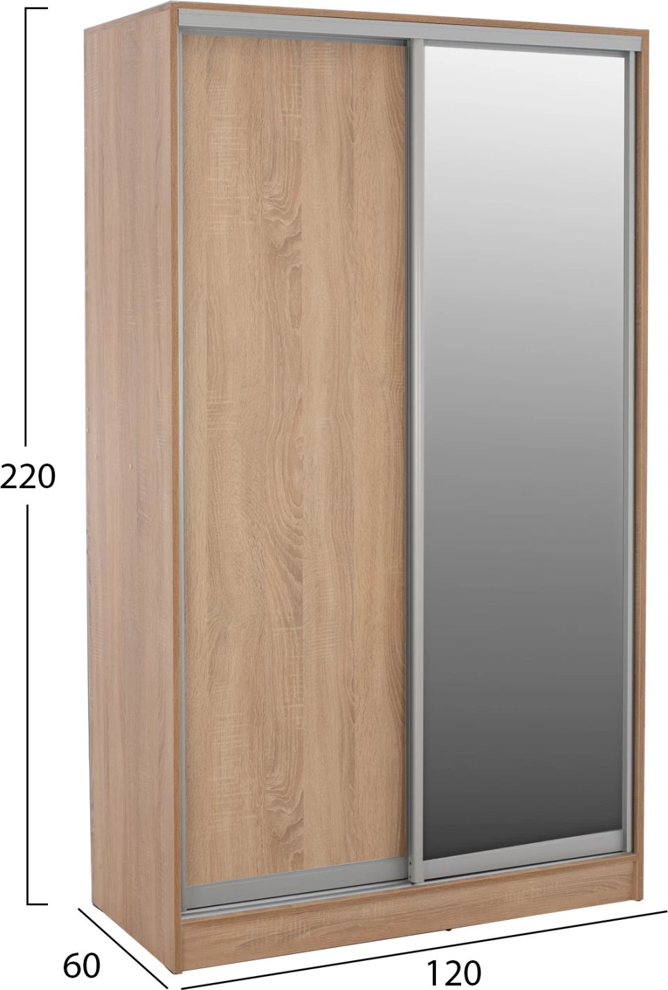 Dollap me dy dyer, ngjyrë sonama, me pasqyrë, FH2460.01, 120x60x220 cm
