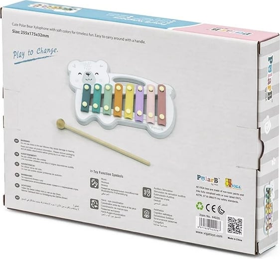 Ksilofon druri, Viga, Polar Bear, me pllaka metalike, 18m+, shumëngjyrësh