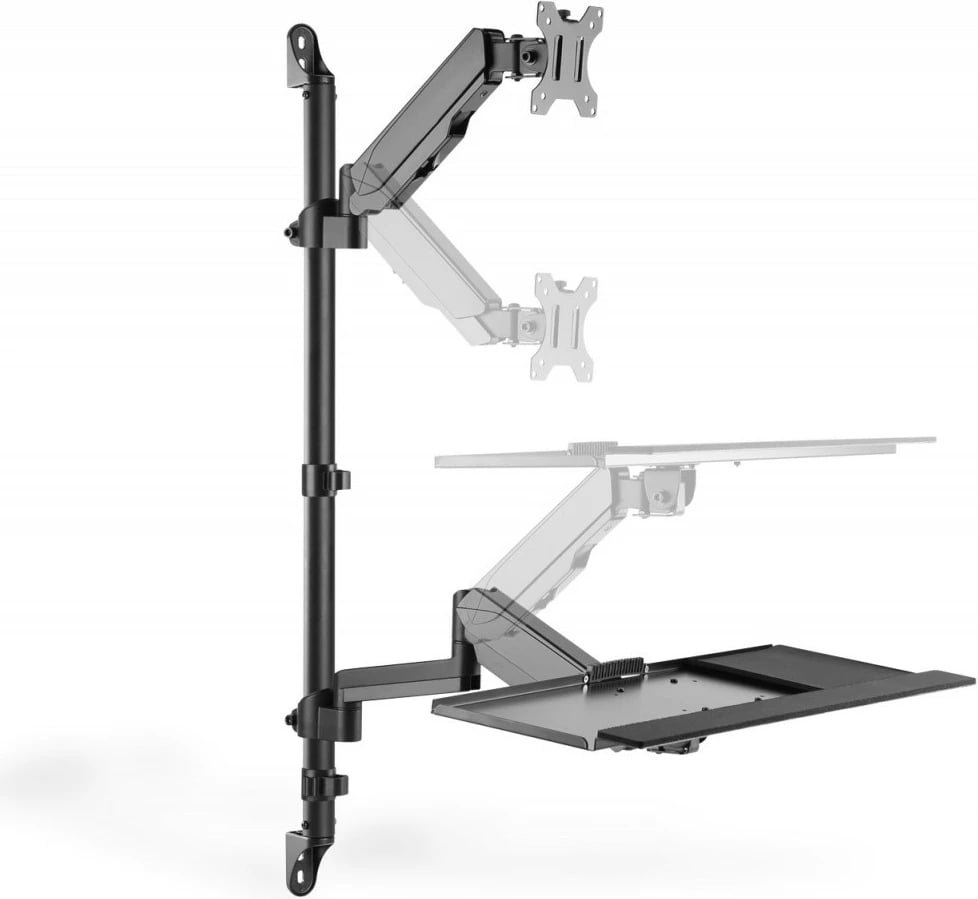 Krah muri për monitor, tastierë dhe kompjuter Digitus DA-90372, deri 32 inç, i zi