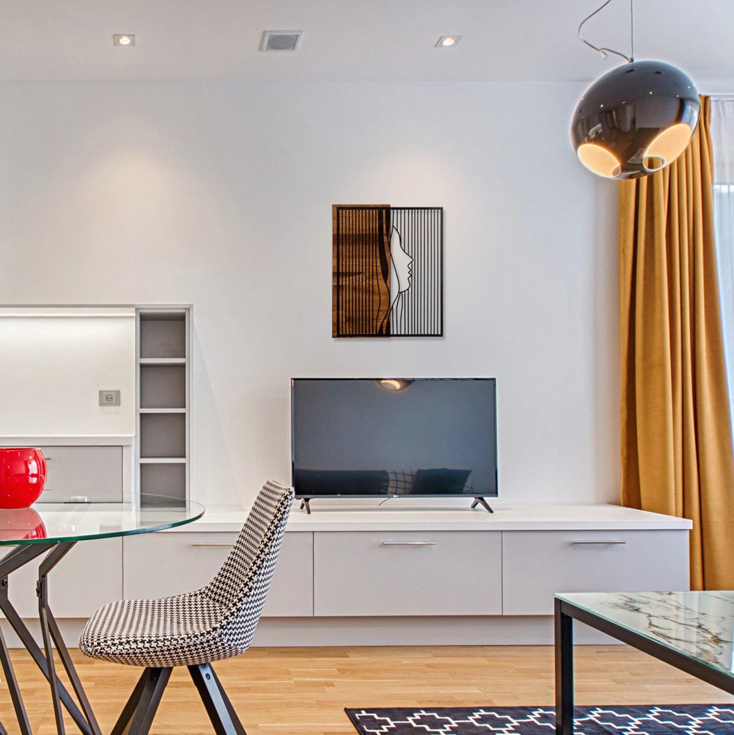 Dekor muri profil gruaje, metal i zi, dru natyral, FH4801, 48x3x58cm